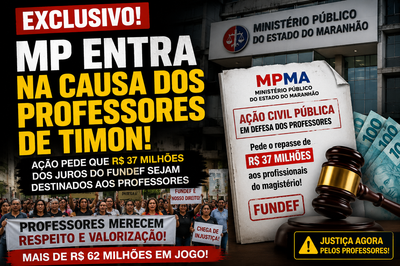 🚨 EXCLUSIVO: MP vai à Justiça pelos professores de Timon.