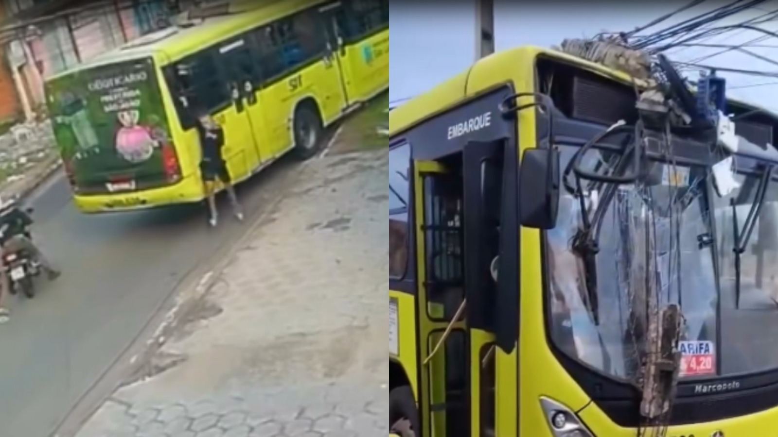 Criminosos assaltam ônibus, atacam motorista com faca e coletivo colide contra poste em São Luís