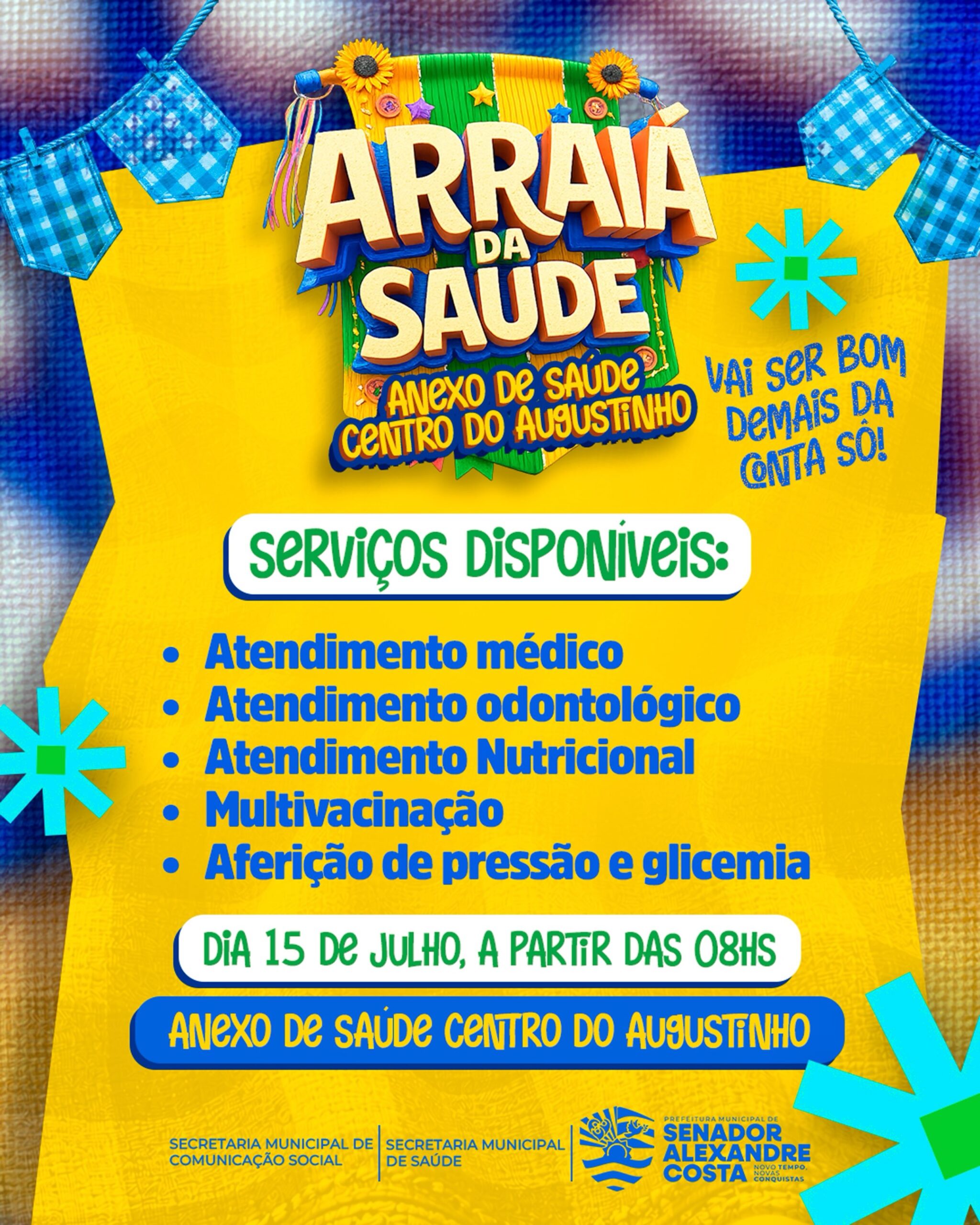 ARRAIÁ DA SAÚDE: Senador Alexandre Costa promove mutirão de atendimentos nesta quarta-feira (15)
