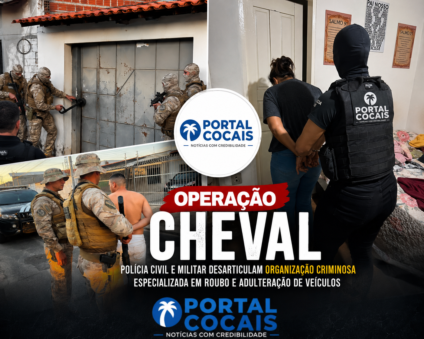 Operação Cheval desmonta esquema de roubo de motos e cumpre 19 mandados no PI e MA.