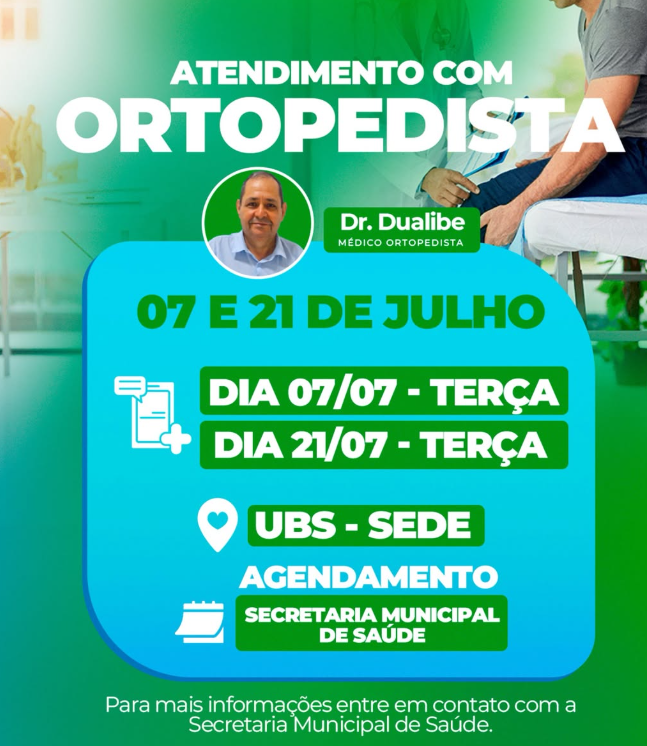 Prefeitura divulga calendário de atendimento com ortopedista em Senador Alexandre Costa.