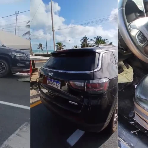 Carro abandonado com marcas de sangue é encontrado na Avenida Litorânea, em São Luís