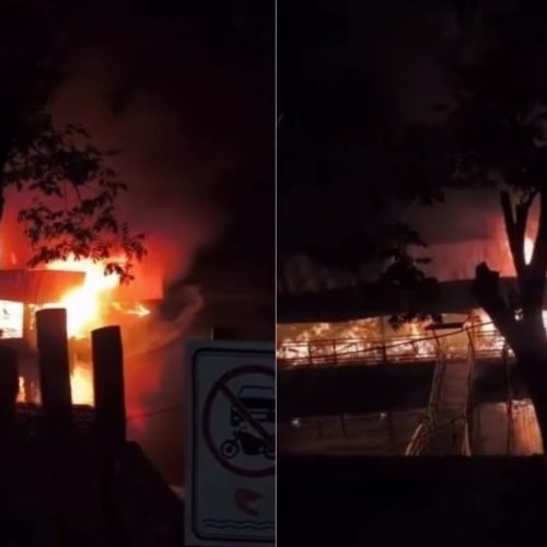 Incêndio destrói tradicional restaurante flutuante às margens do Rio Tocantins, em Imperatriz