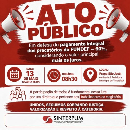 Sindicato entra na Justiça contra Prefeitura de Timon por recursos do FUNDEF