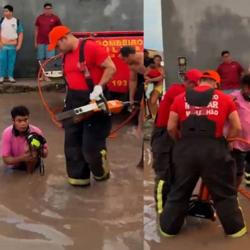 Homem cai em bueiro coberto por água da chuva e mobiliza resgate em Barreirinhas