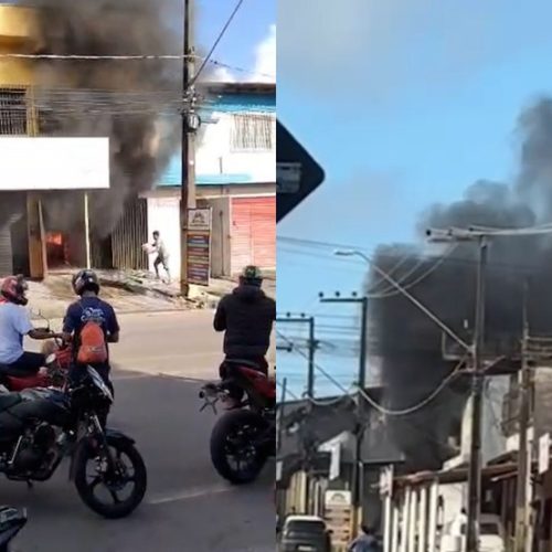 Fogo atinge área de armazenamento de papelaria e causa prejuízos em São Luís