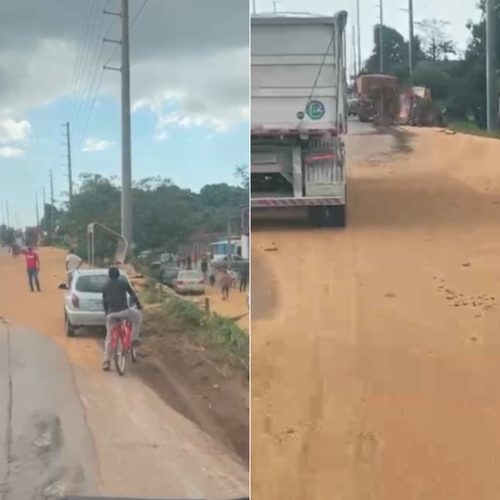 Carreta tomba na BR-135 e deixa rastro de soja em área urbana de São Luís