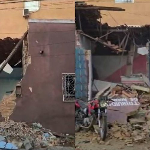 ​Parede de quitinete desaba e assusta moradores em Santa Inês
