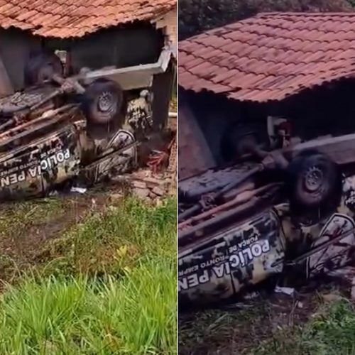 Viatura da Polícia Penal capota e deixa feridos na MA-106, em Bequimão