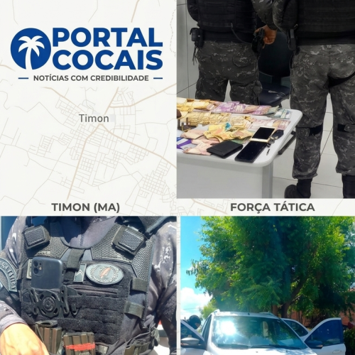 FORÇA TÁTICA CERCA QUARTEIRÃO, PRENDE SUSPEITO ARMADO E APREENDE MAIS DE R$ 5 MIL EM TIMON.